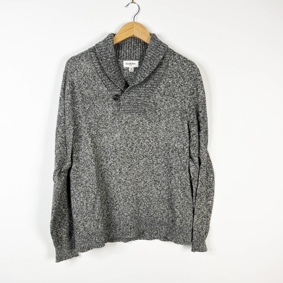 Goodfellow black and gray shawl collar pullover sweater size medium - Picture 1 of 4